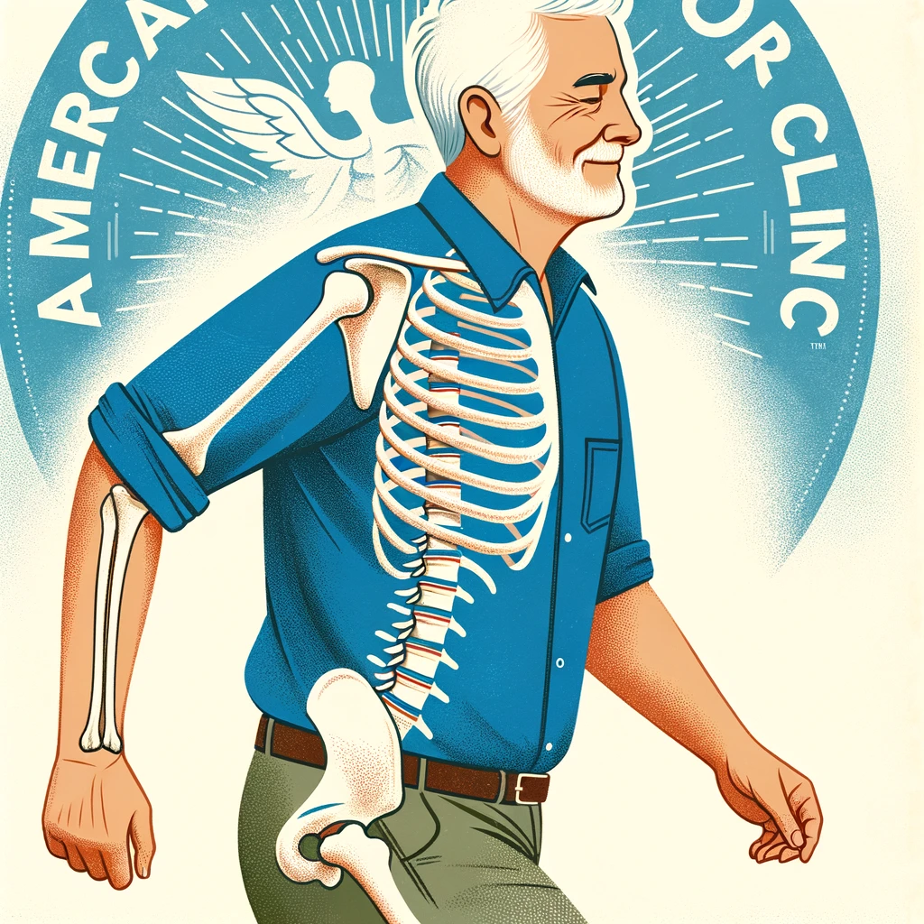 An illustration depicting a senior man walking with ease and a smile on his face, symbolizing the rejuvenating effects of chiropractic care on mobility